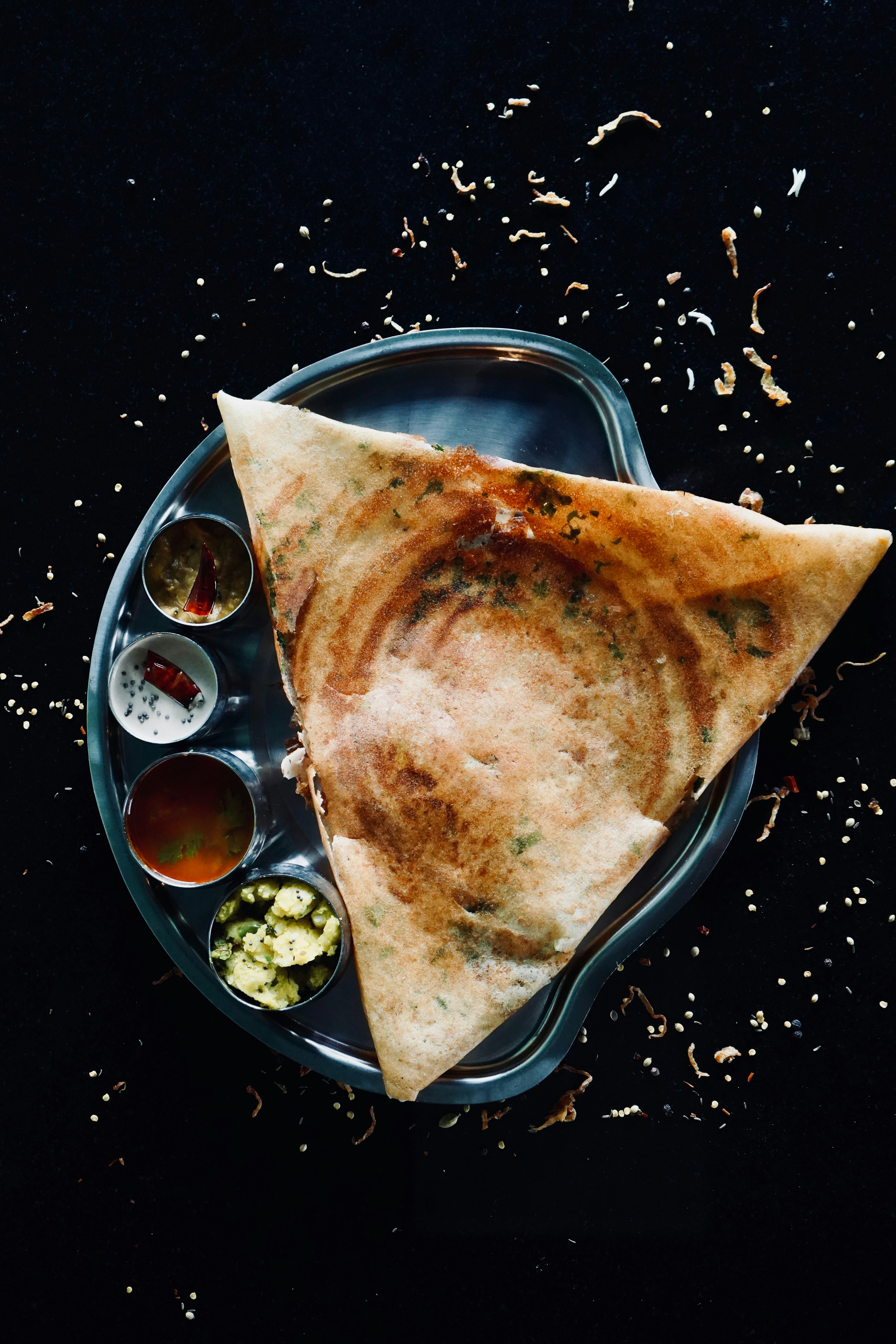 Masala dosa with chutneys at Heritage Indian Cuisine Nanaimo