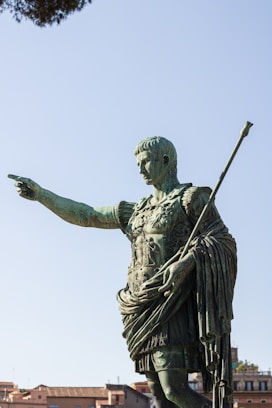 A statue of a man holding a spear