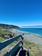 A view of the ocean from the top of a hill