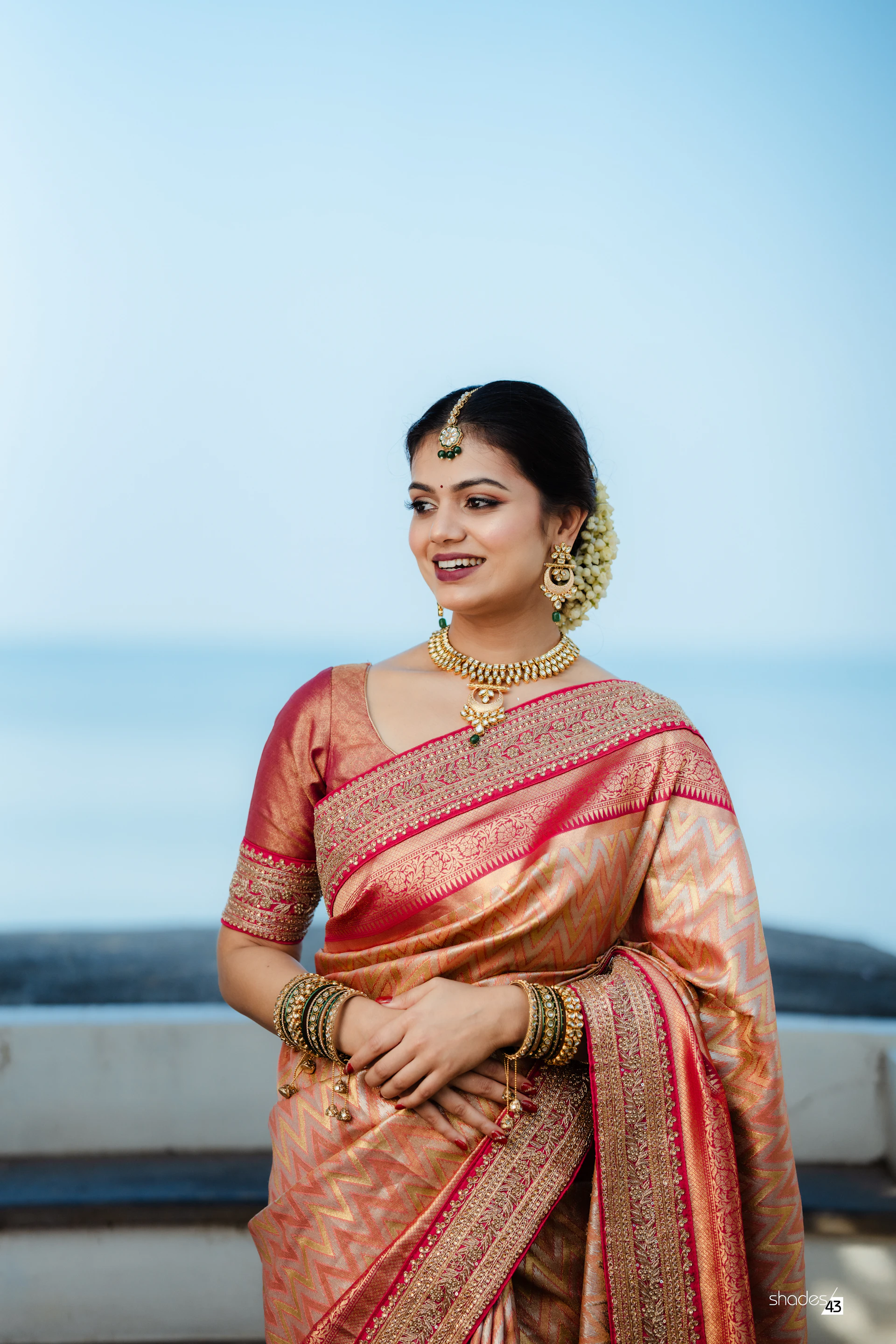 Red & gold silk saree