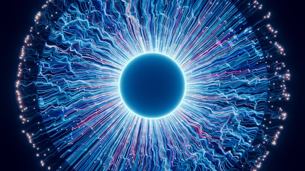 A close up of a blue eyeball in the dark