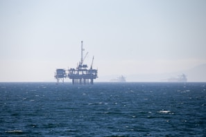 An oil rig in the middle of the ocean