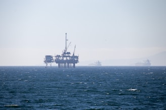An oil rig in the middle of the ocean