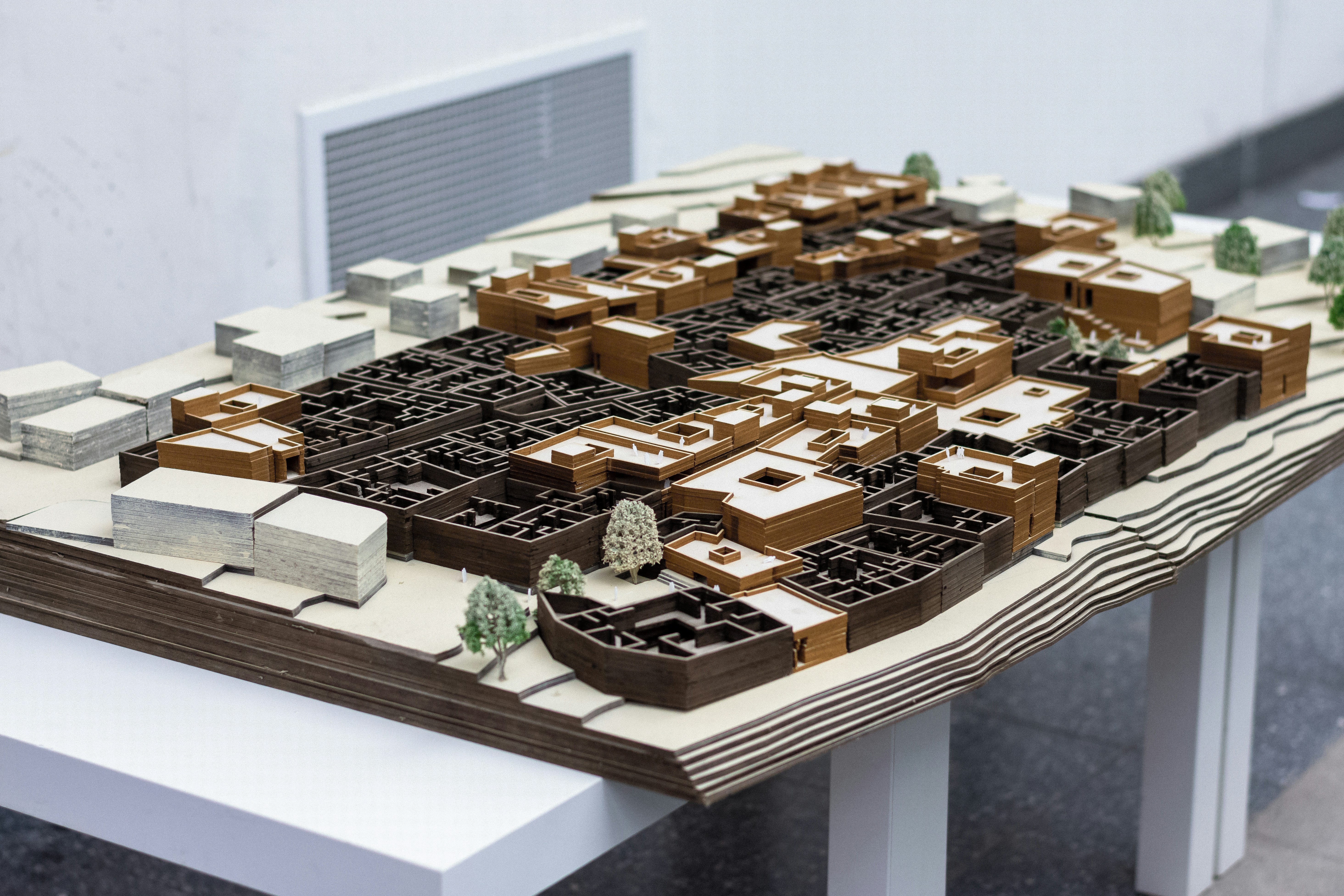 Exploded view of a 3D model kit, showing all the individual components like walls, furniture, and decor items - apartment 3d model