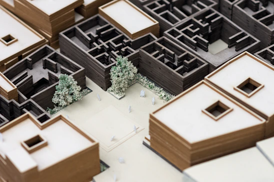 A close up of a model of a city