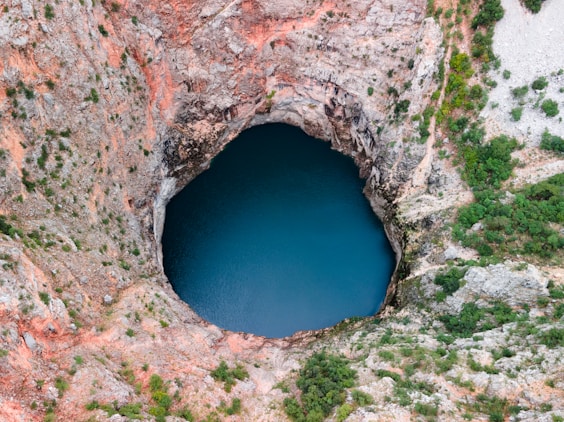 A large hole in the side of a mountain