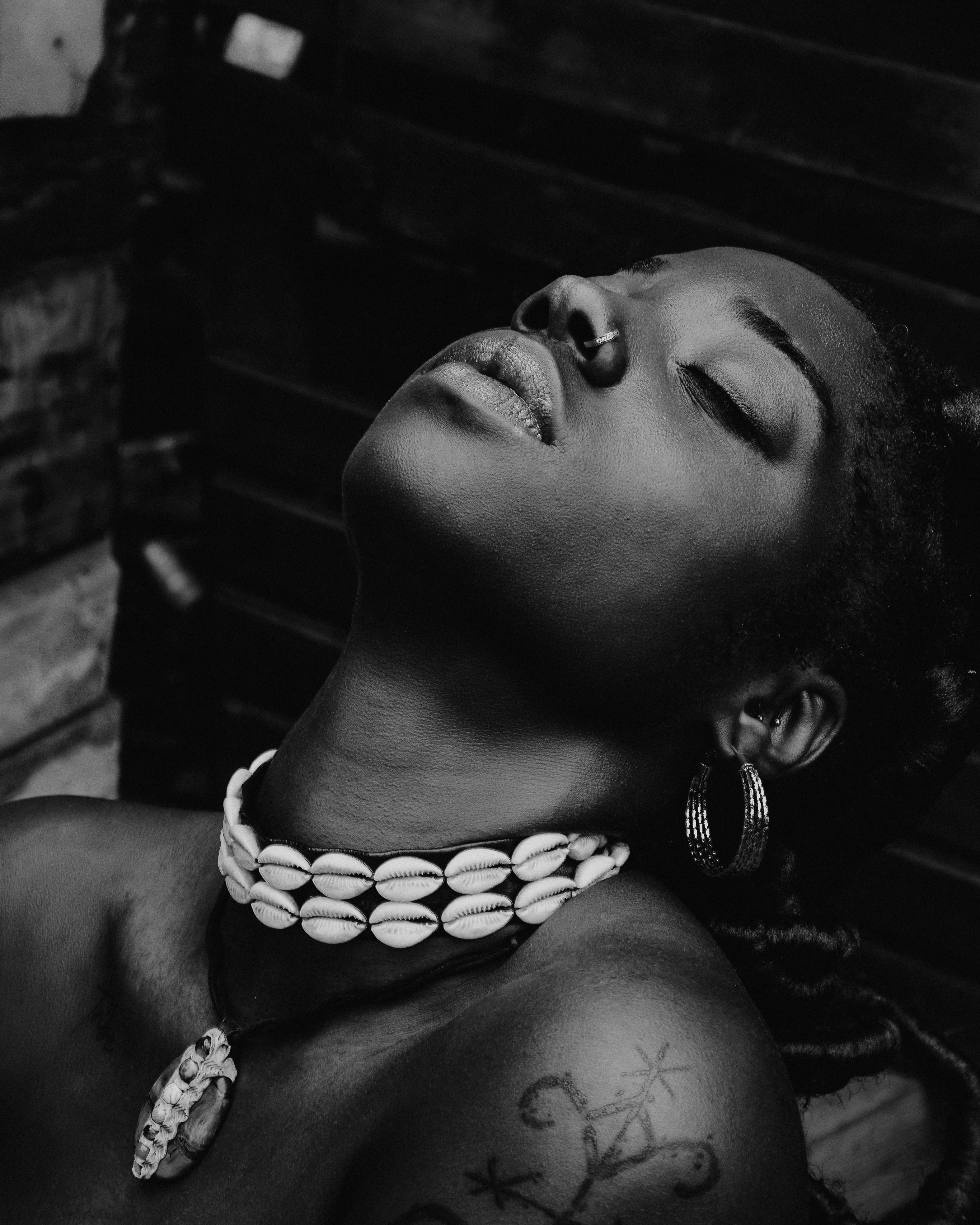 A woman with a tattoo on her chest