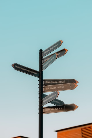 A pole with a bunch of signs on it