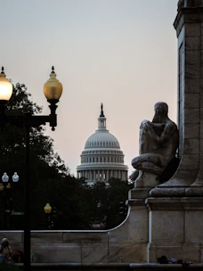 A view of the capital building from across the street