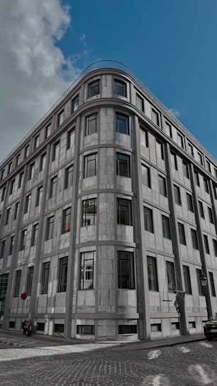 A very tall building sitting on the side of a road