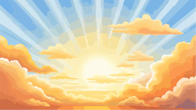 A painting of a sunset over a body of water