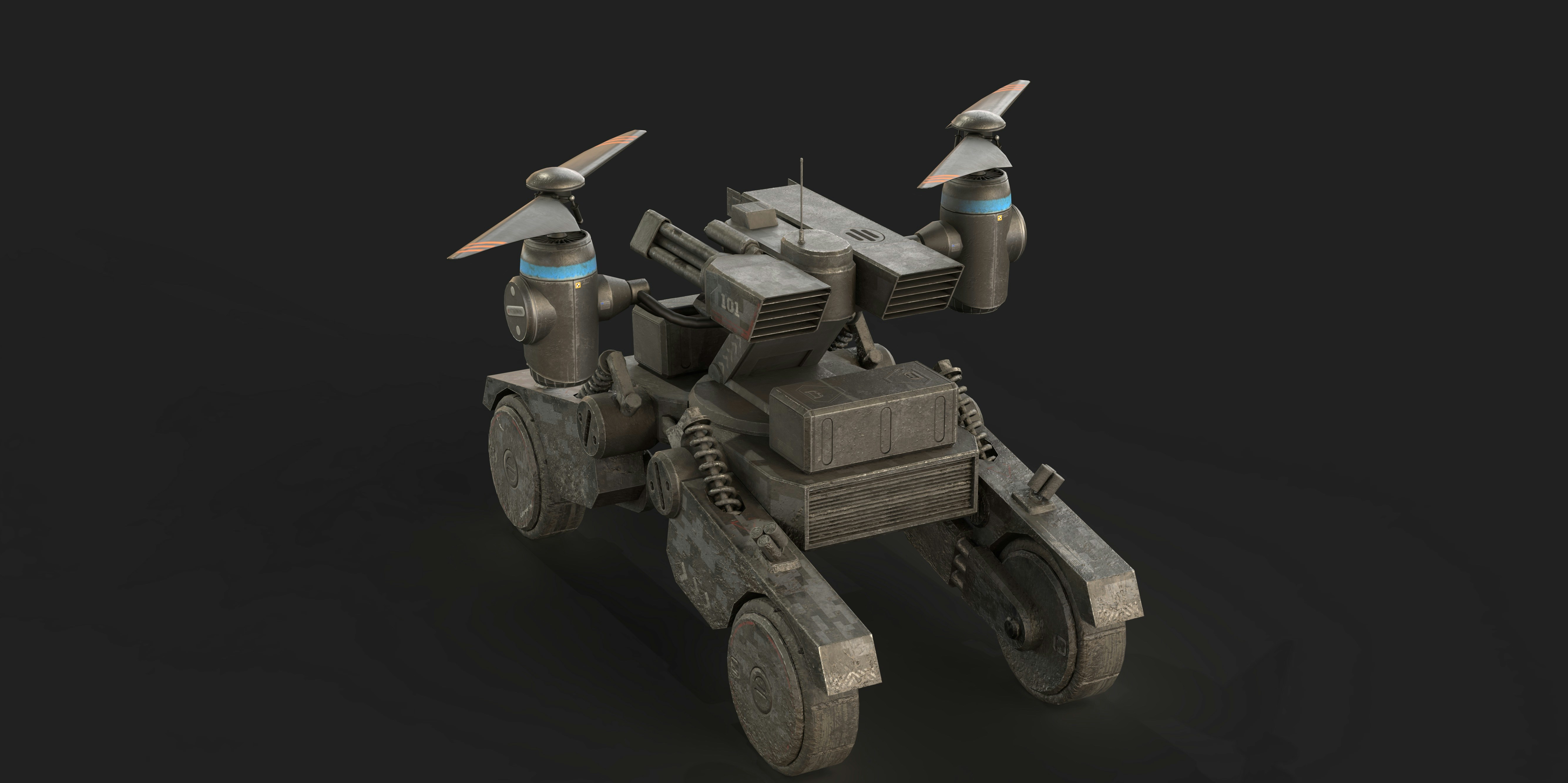 A sci - fi fighter vehicle is shown on a black background