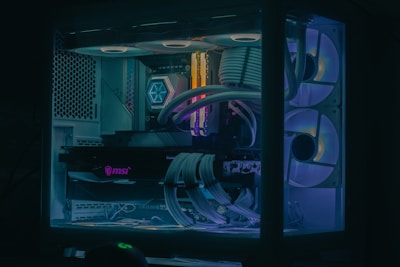 A computer case sitting on top of a desk