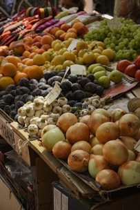 A bunch of fruit that are on a table