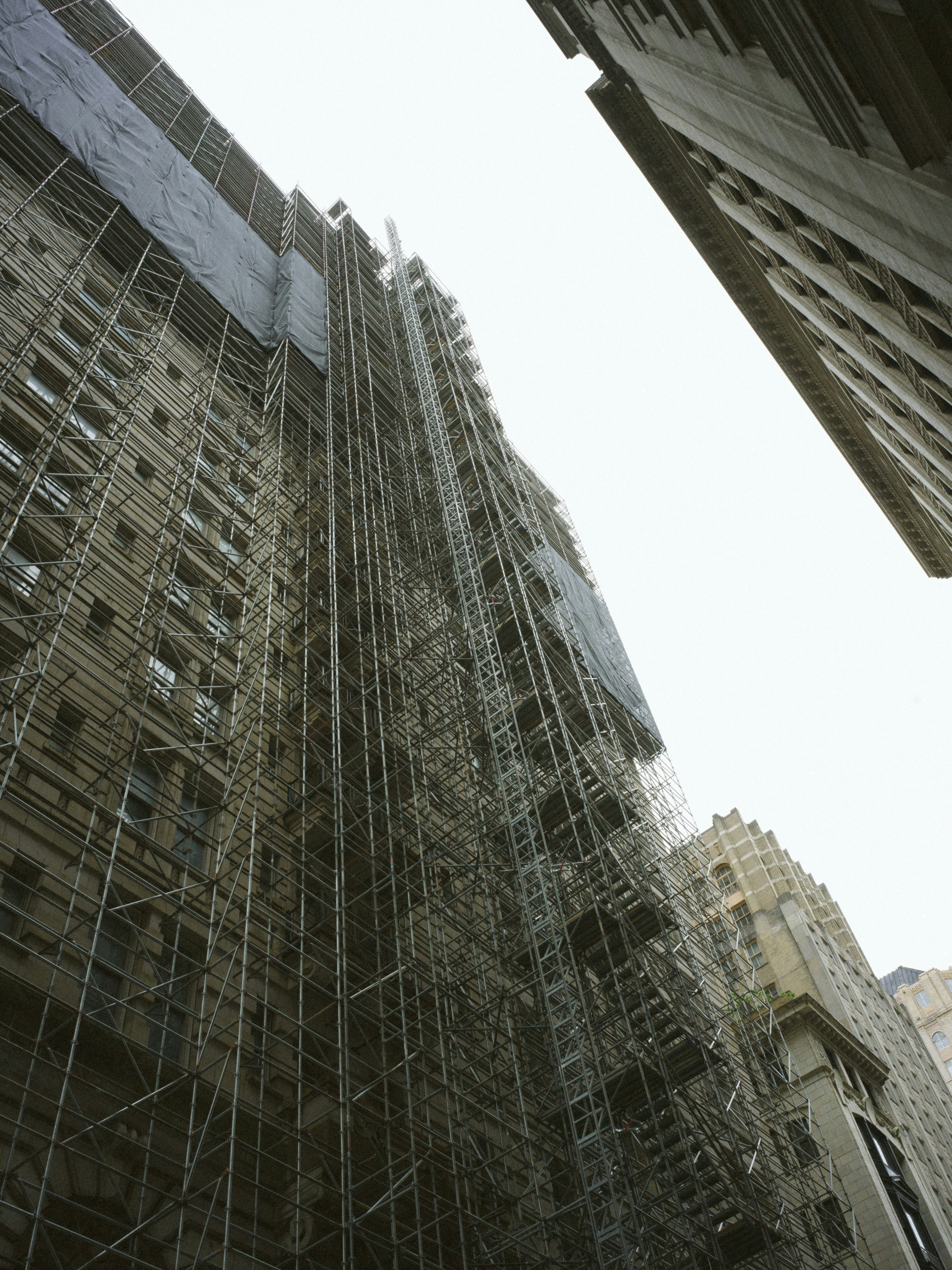 A very tall building with scaffolding around it