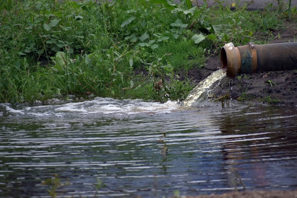 A fire hydrant leaking water into a street