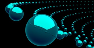 A bunch of balls that are in the air