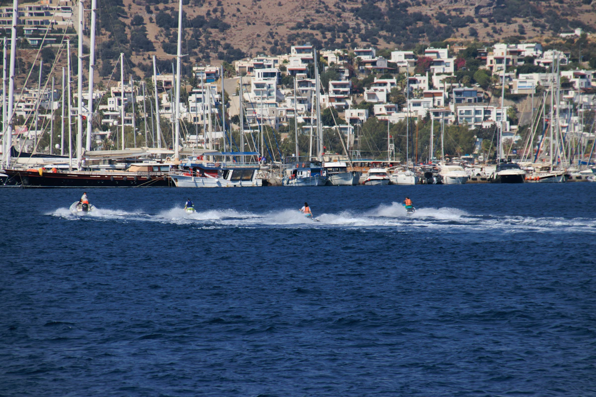 Boats moored near Gundogan, Bodrum, Turkey