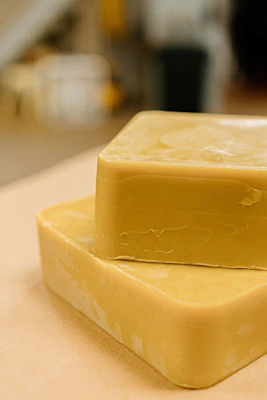 Blocks of natural yellow beeswax