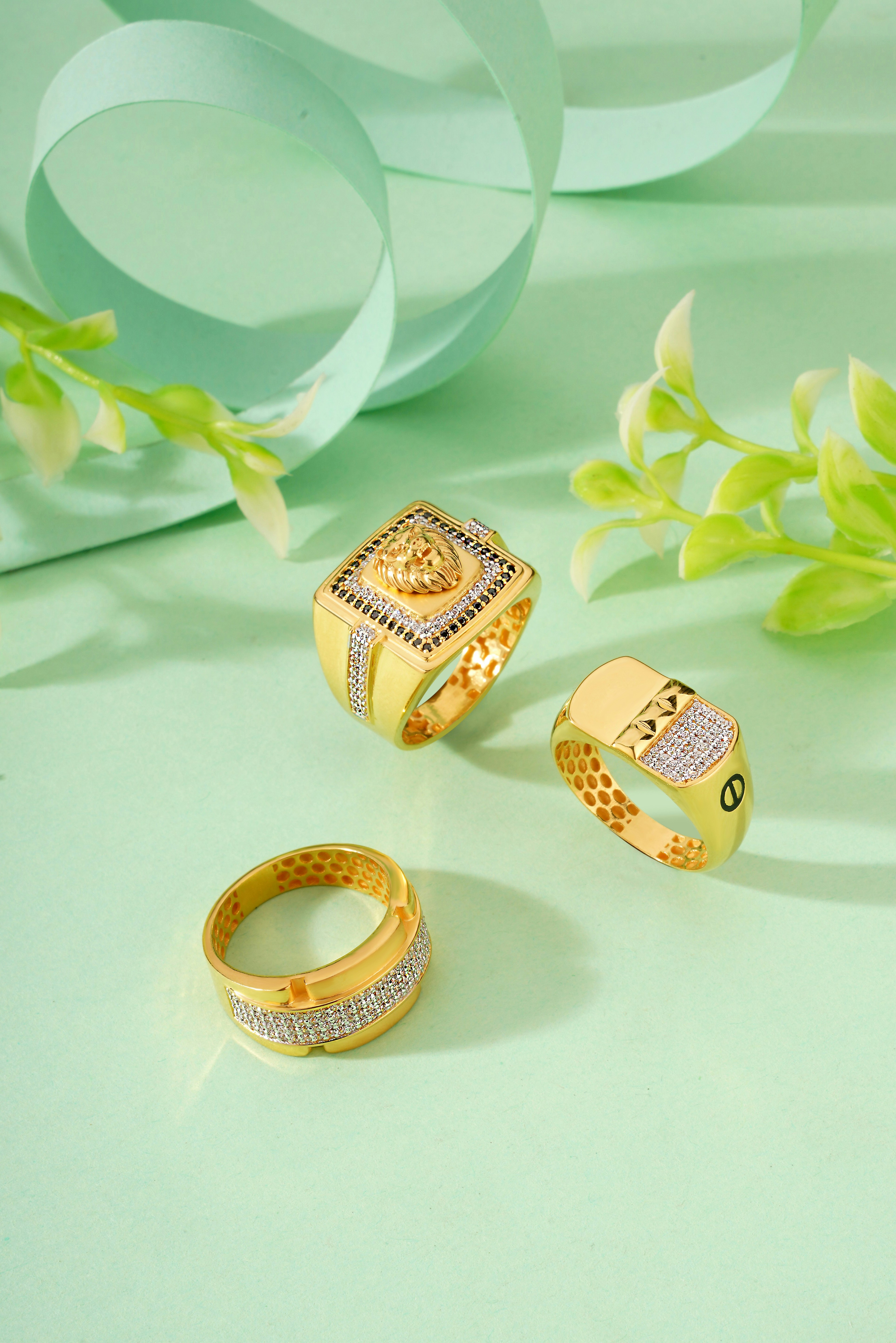 A couple of rings sitting on top of a table