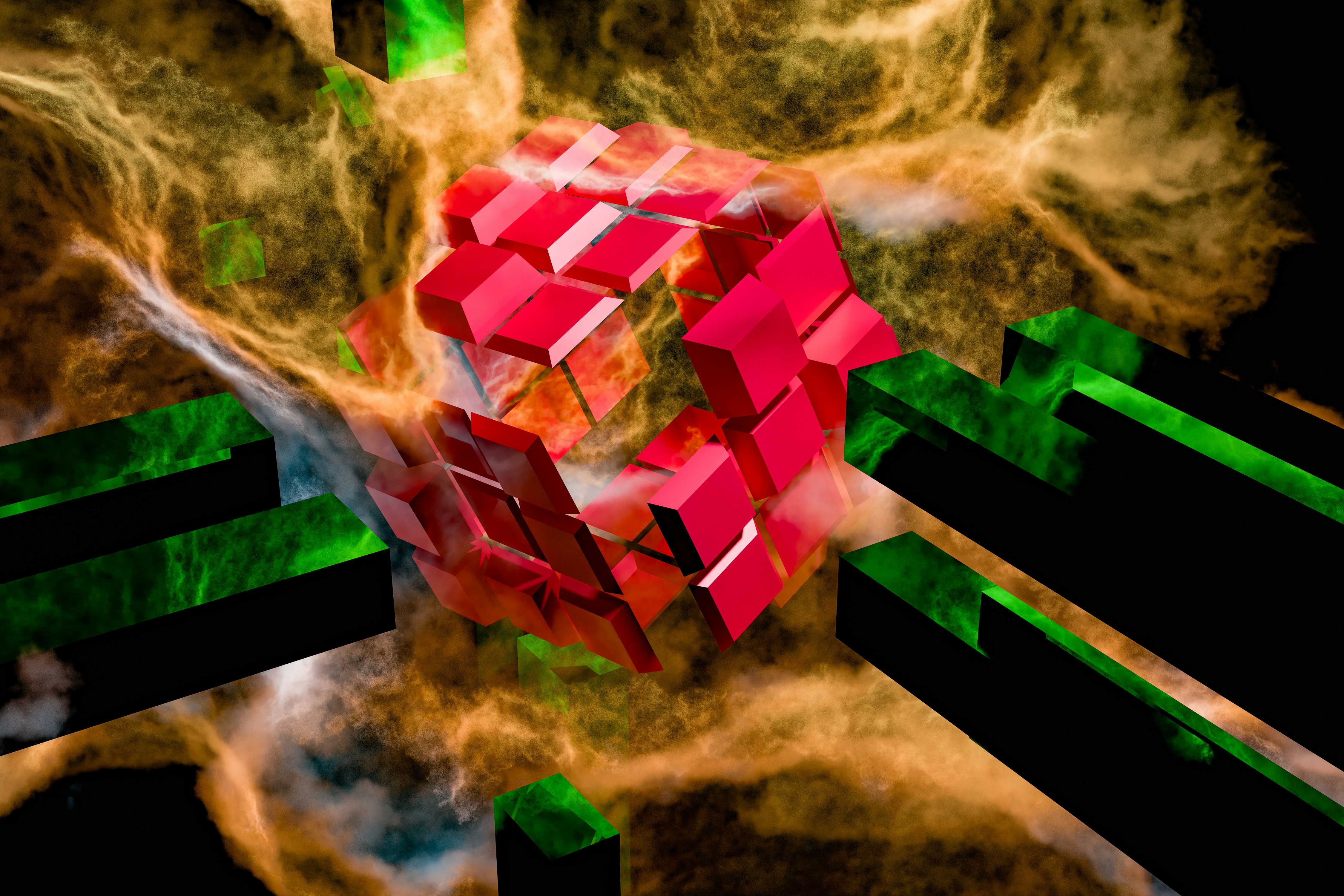 A computer generated image of a cube in motion photo – Free 3d render ...