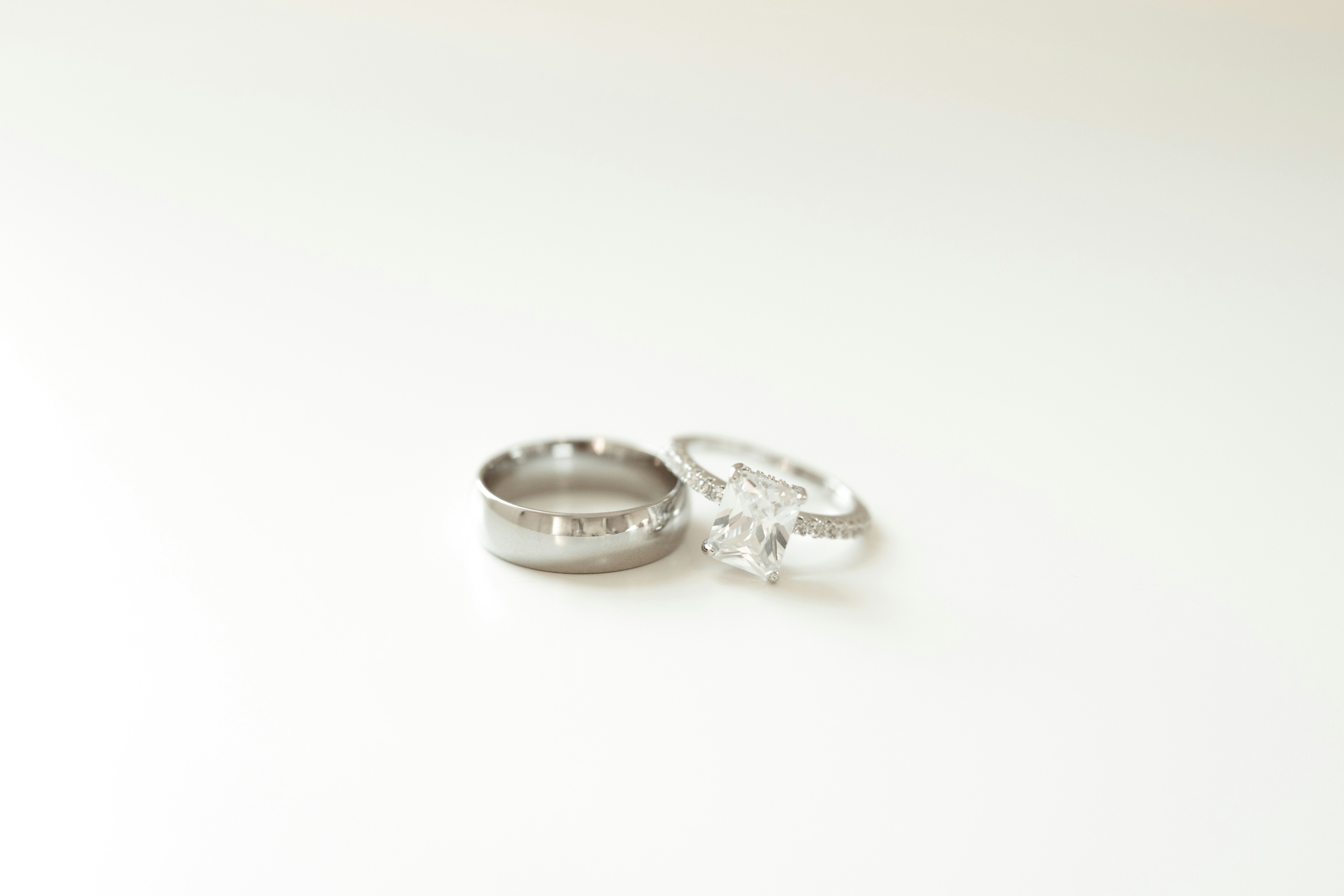 Wedding rings on white background
