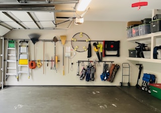 A garage filled with lots of tools and equipment