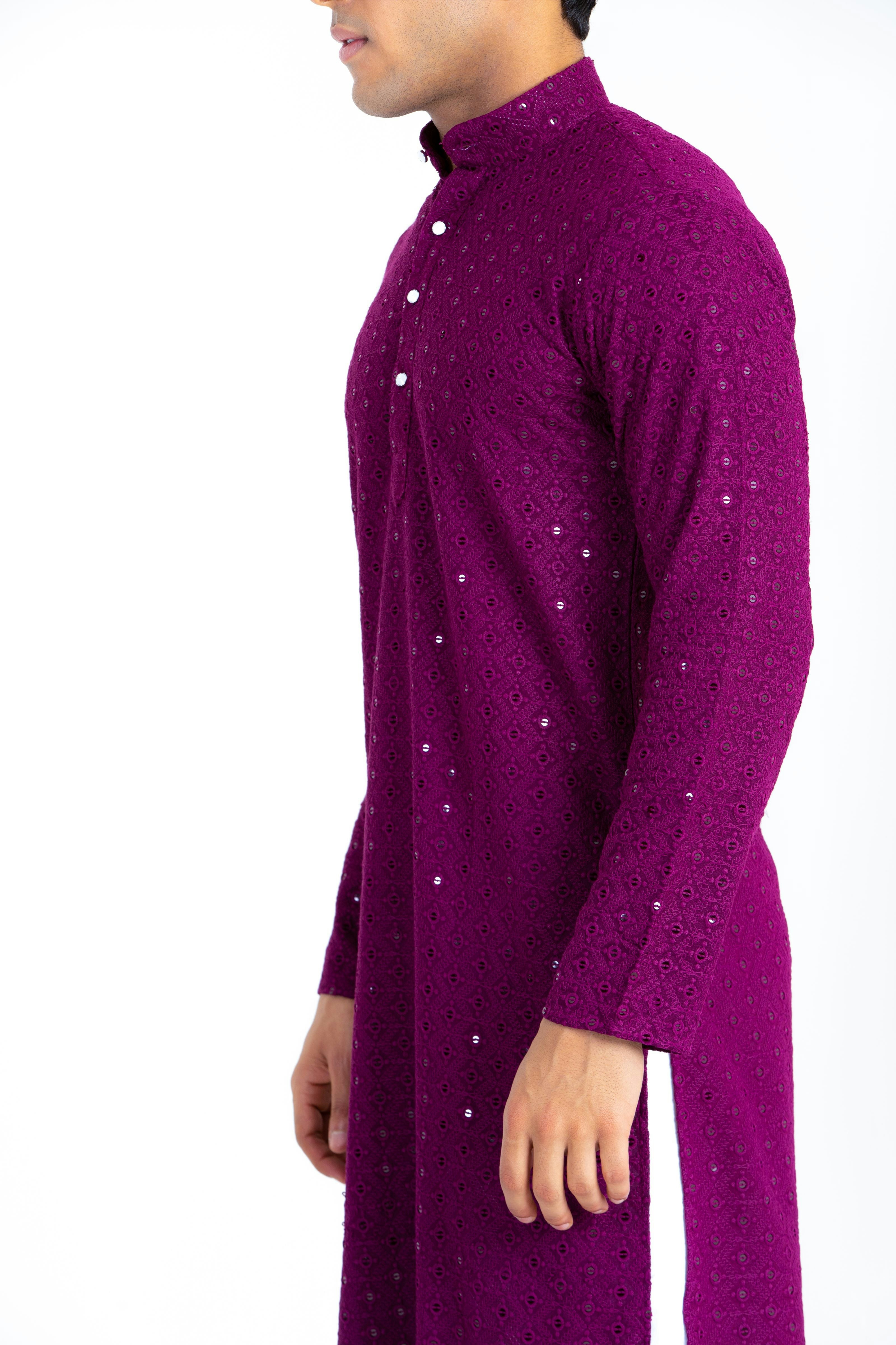 Man wearing ivory handwoven Khadi kurta, clean light background, traditional Indian clothing