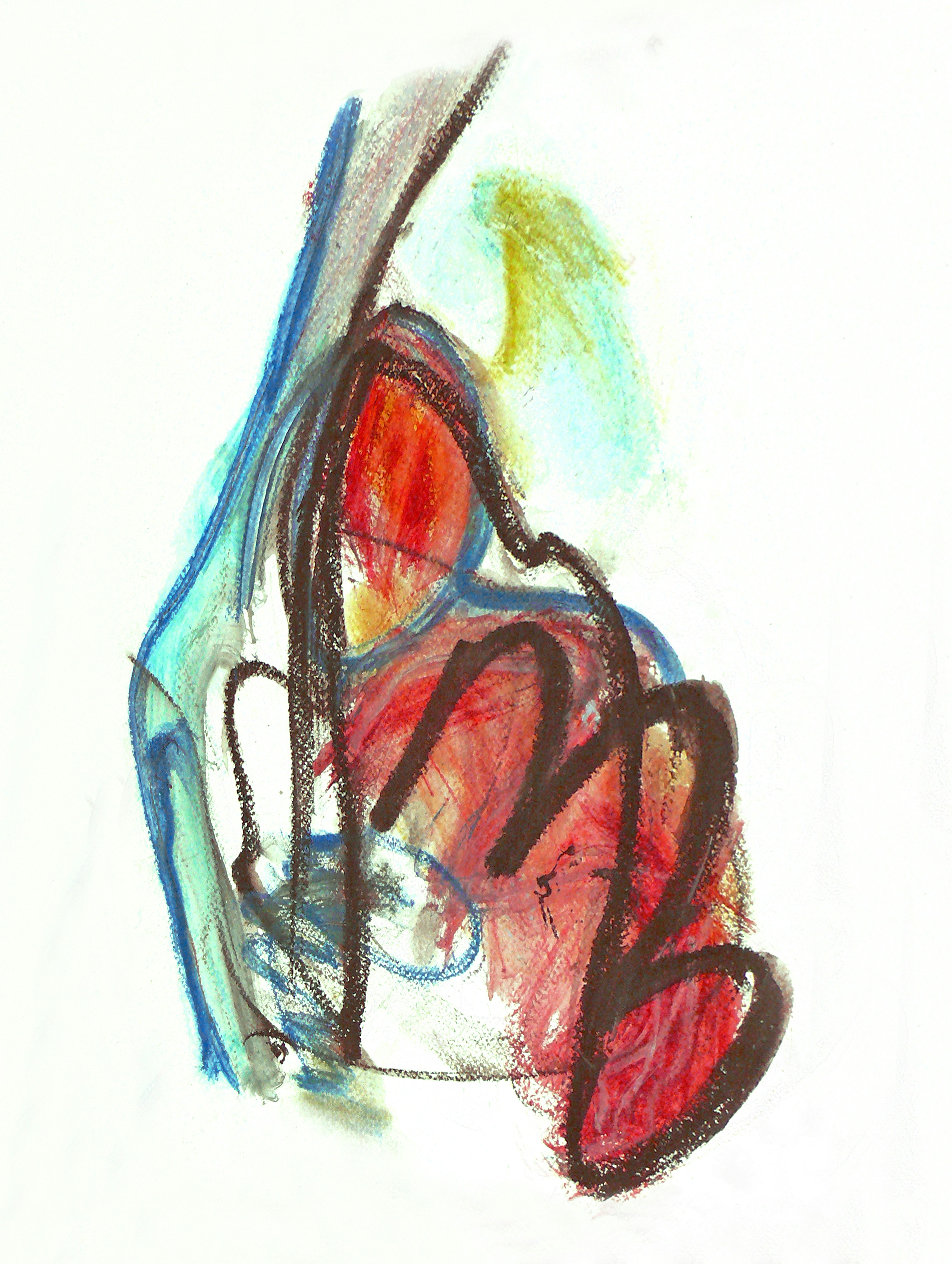 A drawing of a vase with a red heart on it