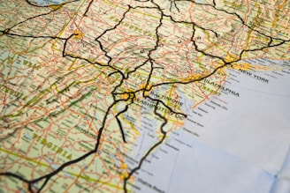 A close up of a map of a city