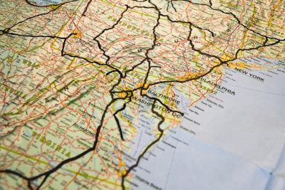 A close up of a map of a city