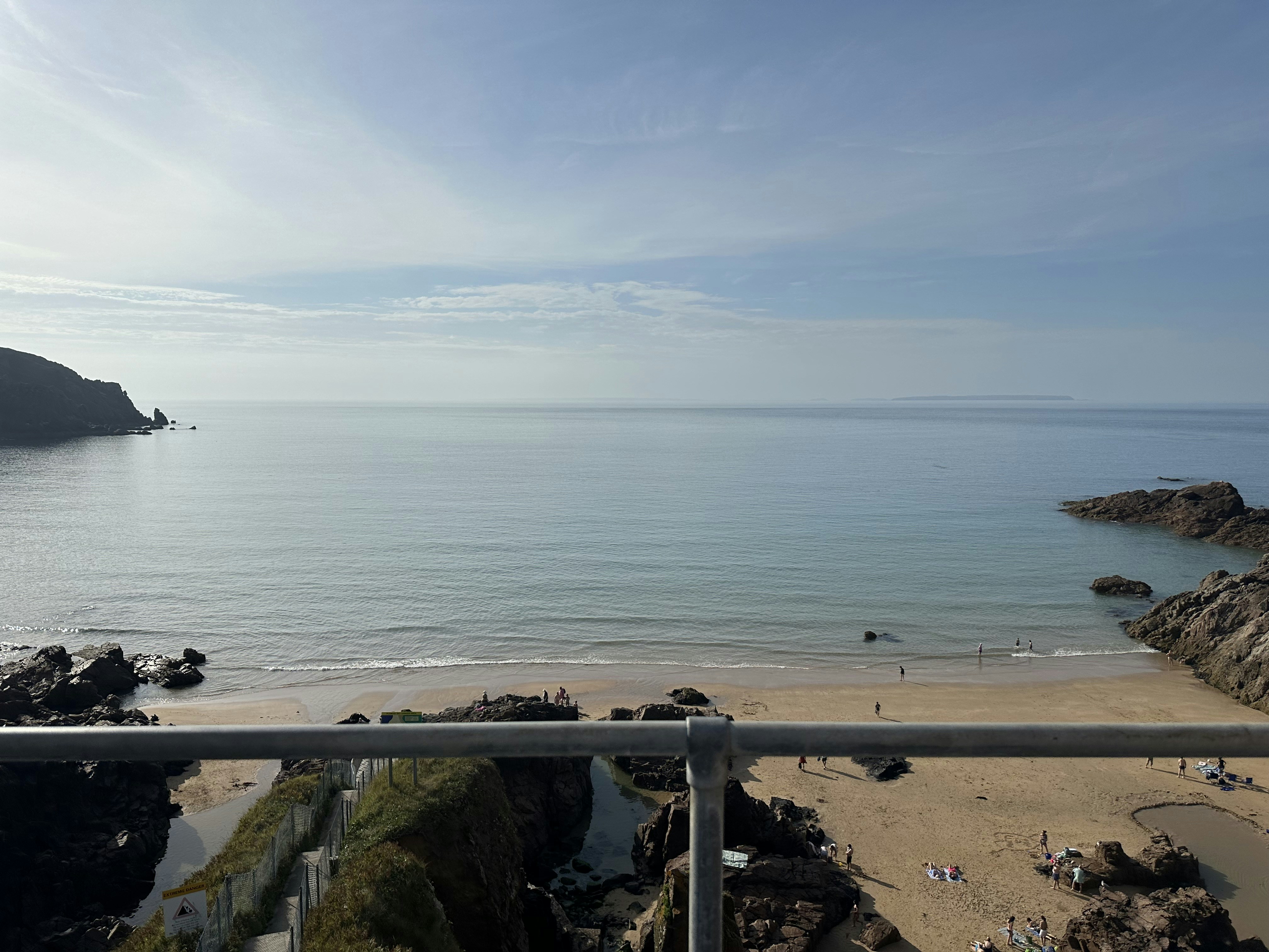 A view of a beach from a balcony