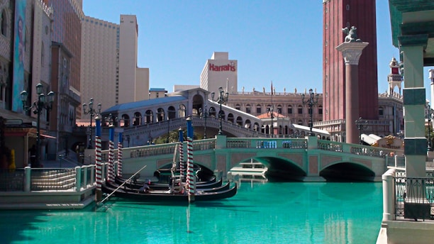 A bridge over a body of water in a city