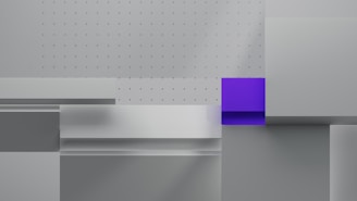 A white and purple wall with a square in the middle