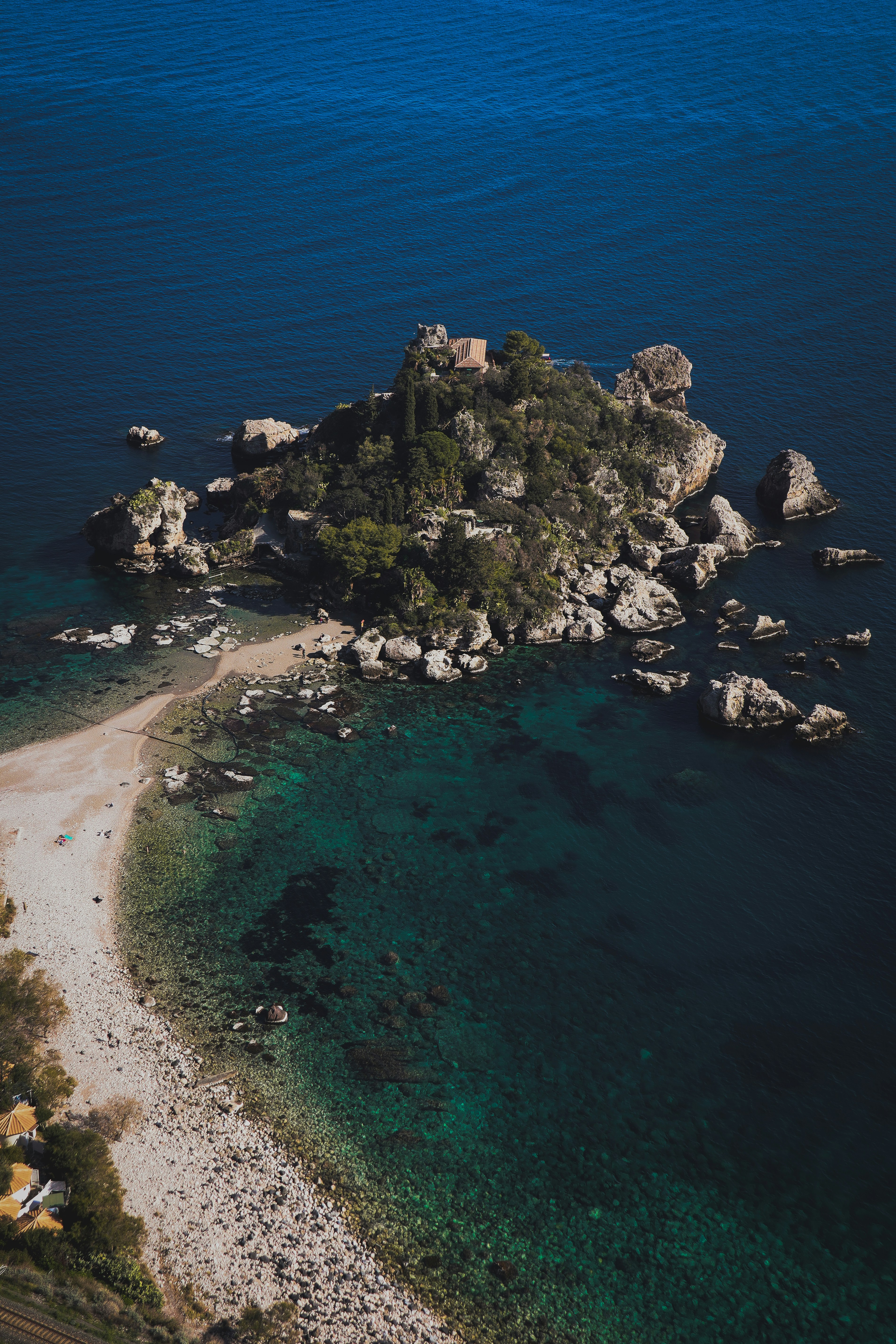 An island in the middle of a body of water