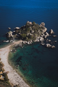 An island in the middle of a body of water