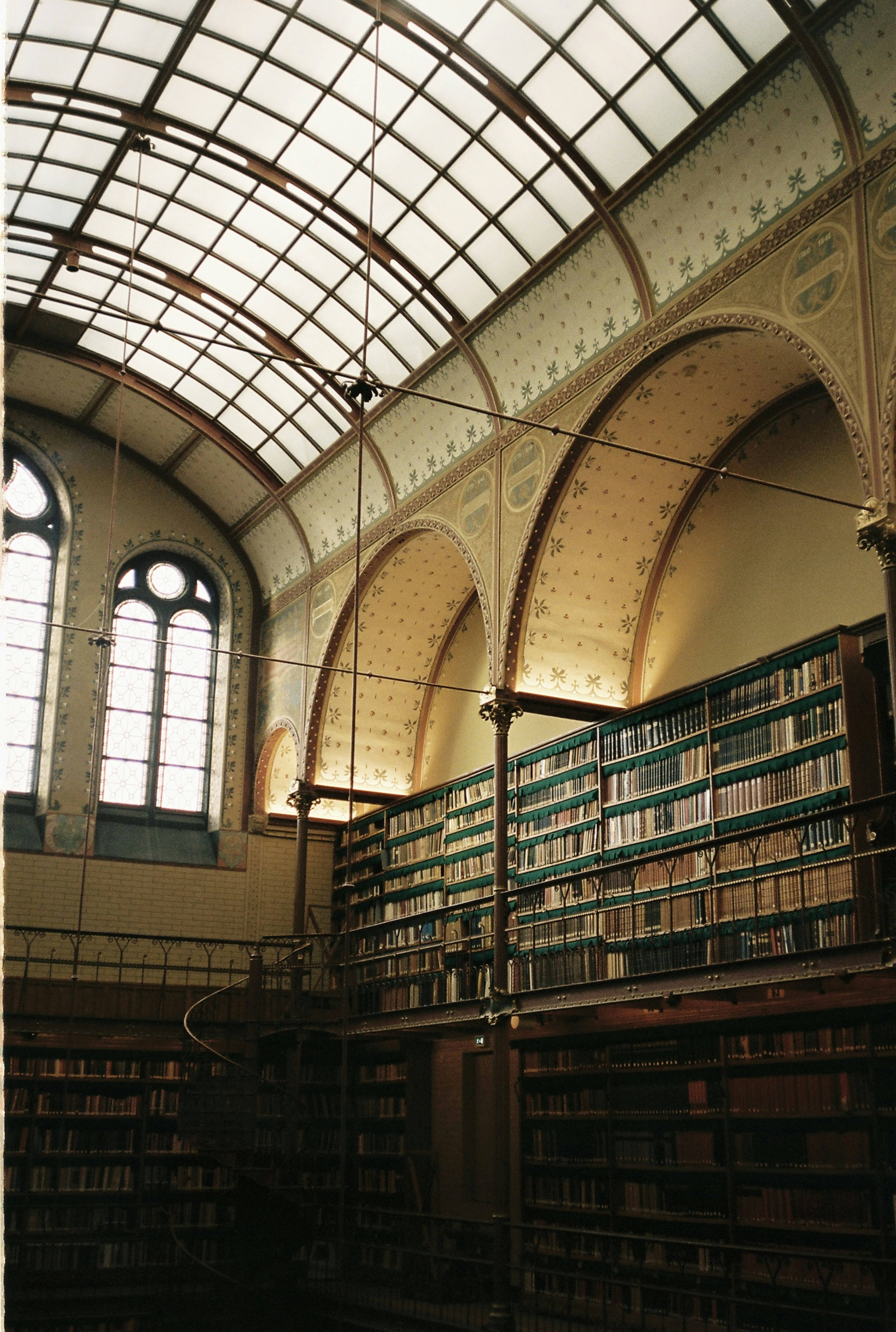 A large library with lots of books on shelves