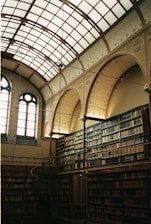 A large library with lots of books on shelves