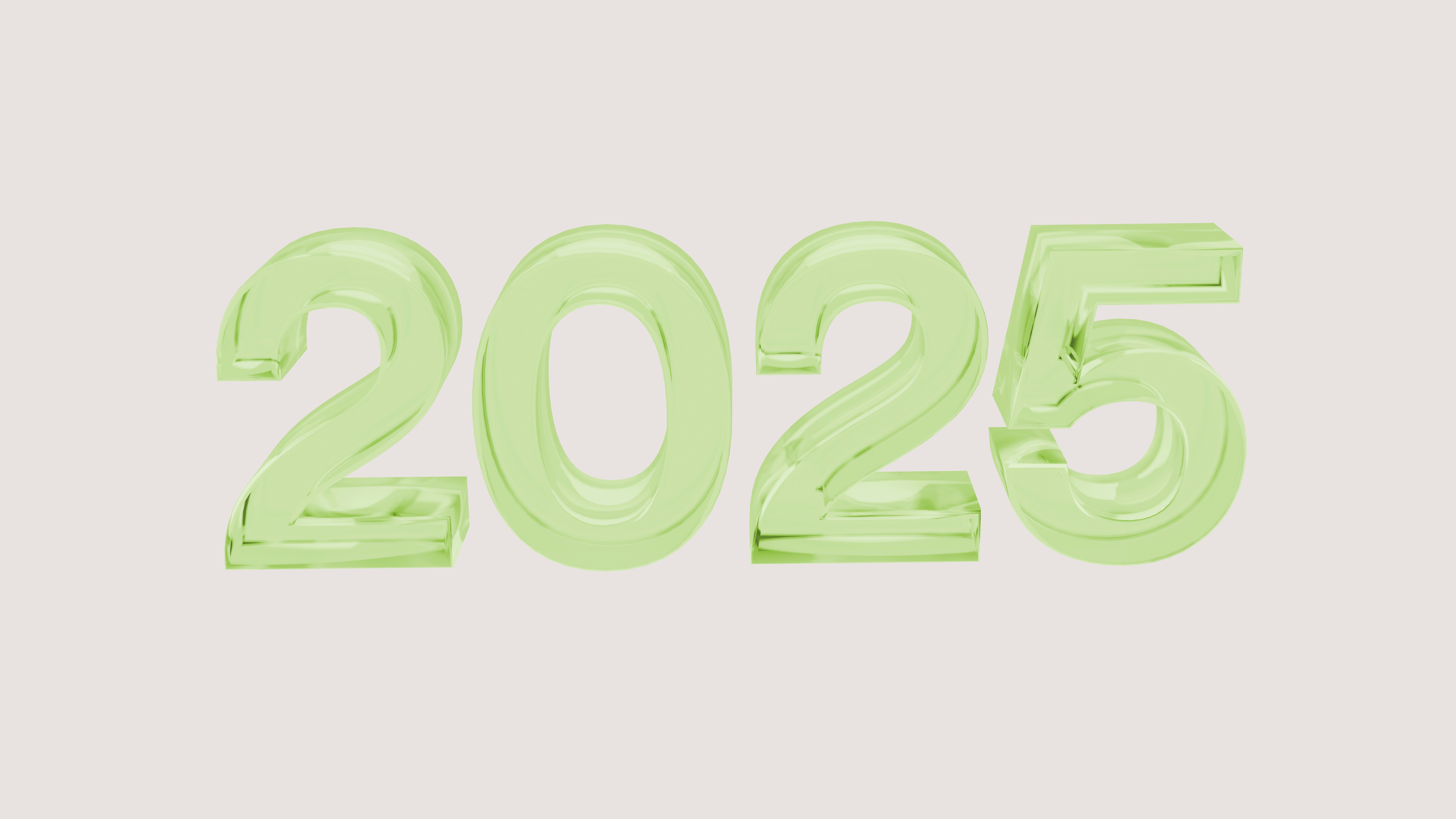 2025 Text, Lime Green Color. 3D Object Designed With Blender, 8K Resolution, Cycles.