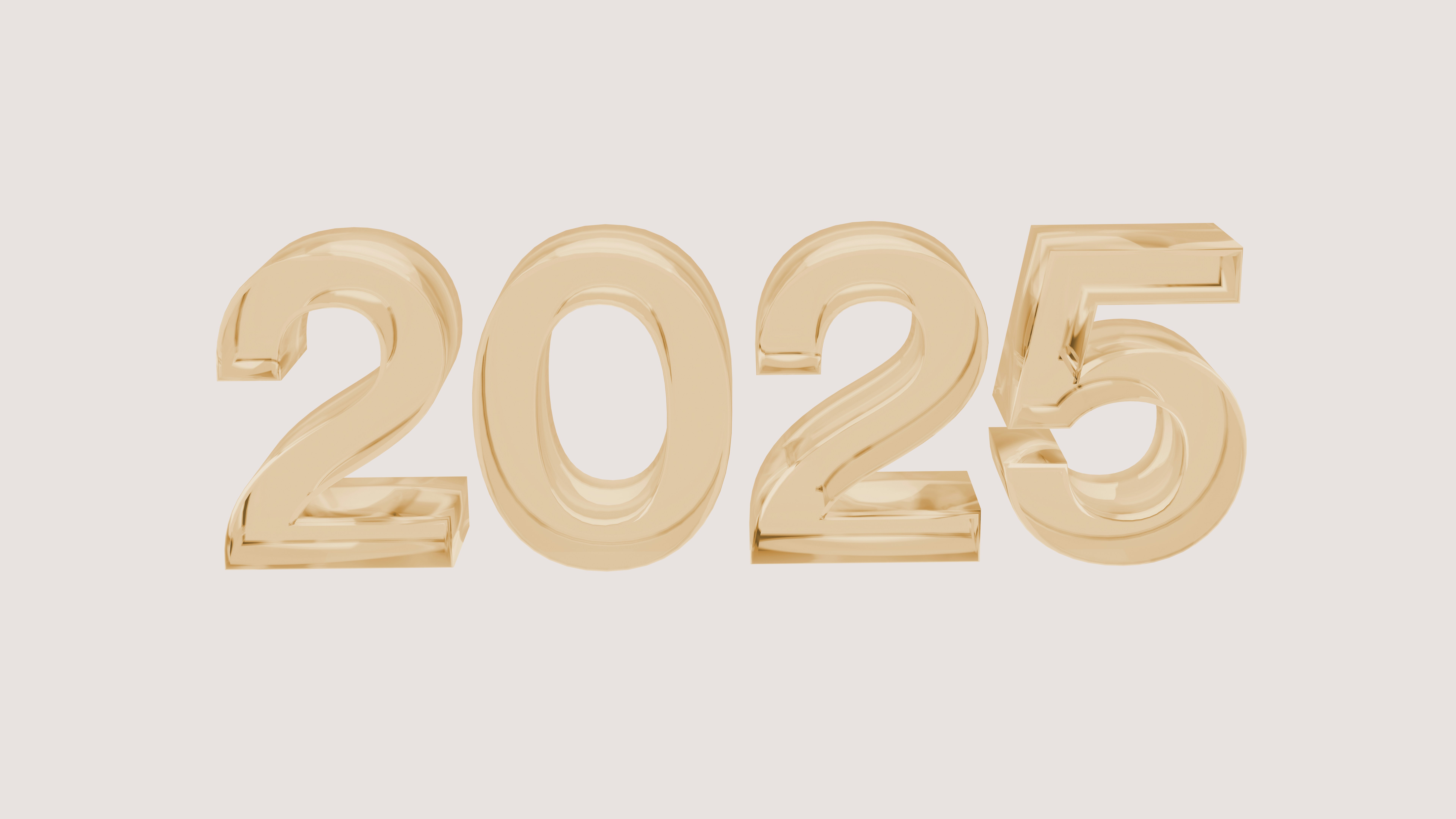 2025 Text, Champagne Color. 3D Object Designed With Blender, 8K Resolution, Cycles.