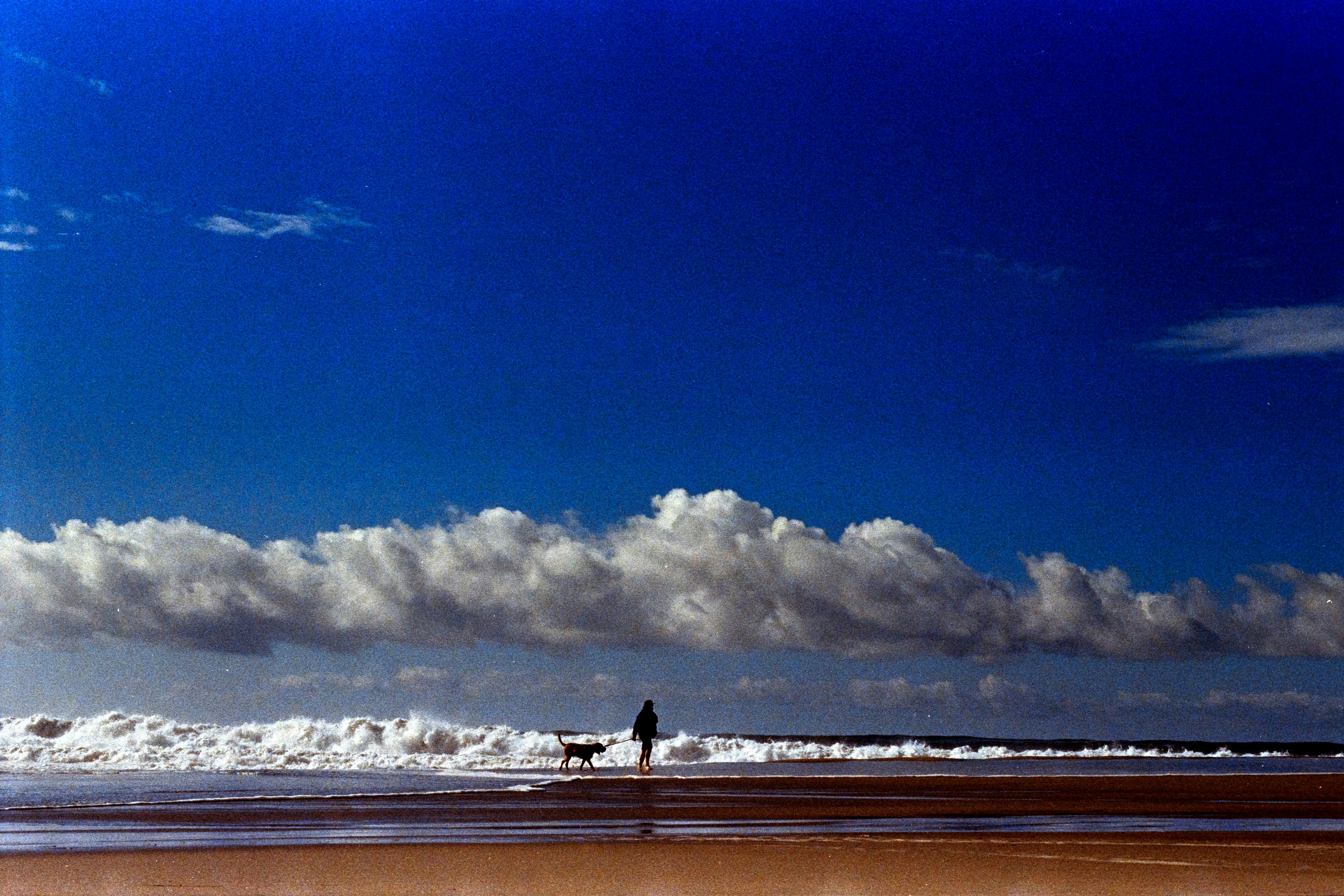 A person standing on a beach with a surfboard