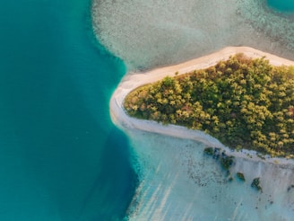 An aerial view of an island in the middle of the ocean