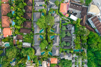 A bird's eye view of a residential area