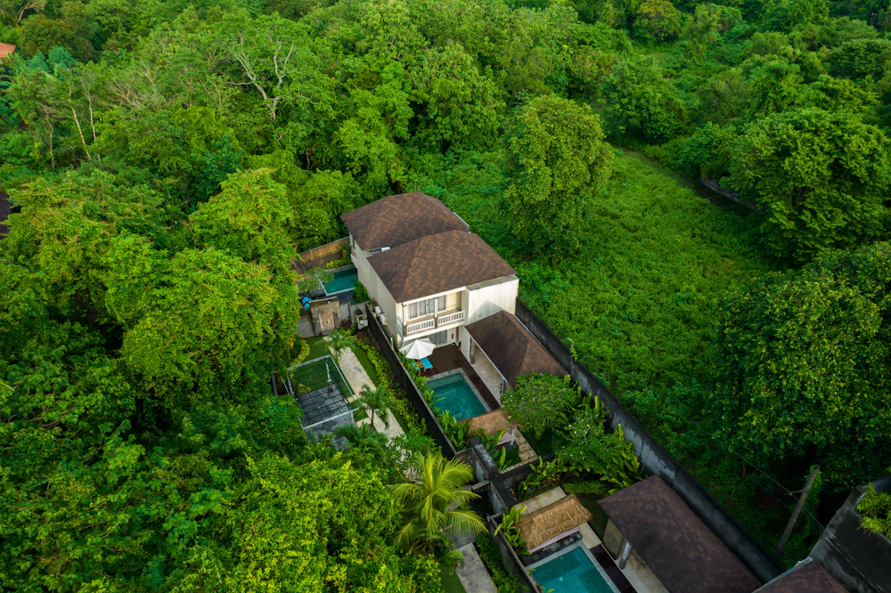The estate's single gate from above