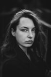 A black and white photo of a woman