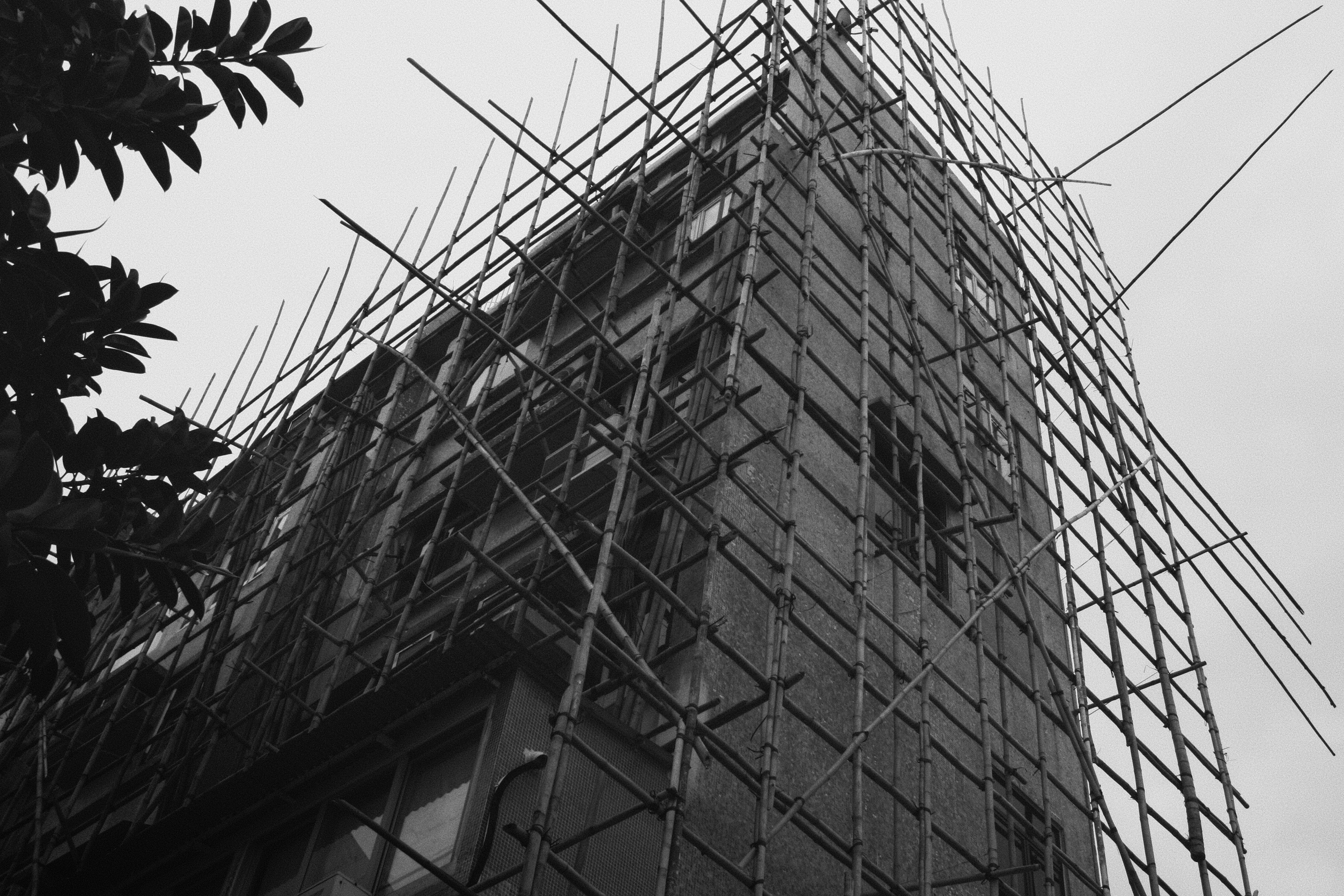 A tall building with scaffolding around it