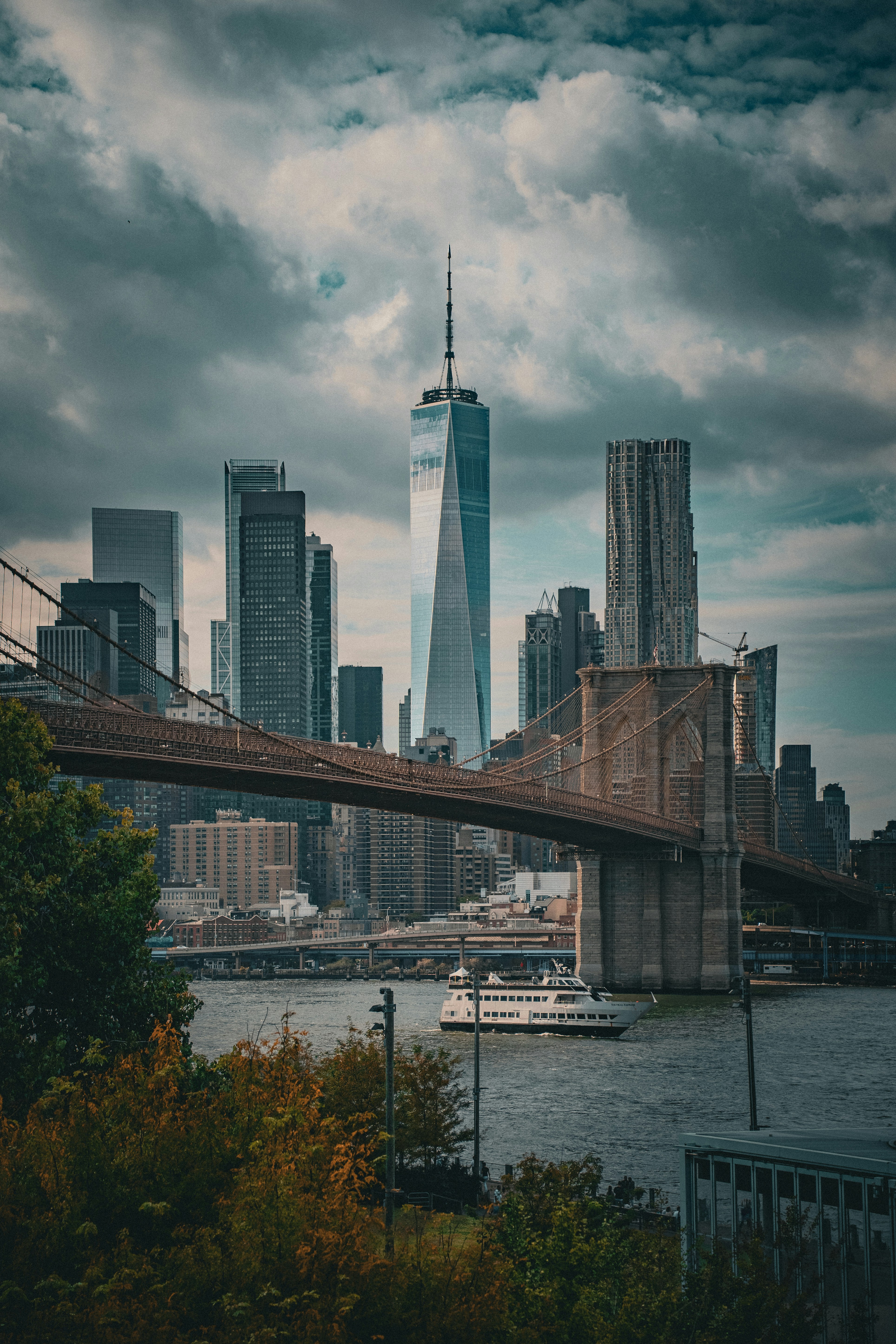 A view of the brooklyn bridge and the city skyline