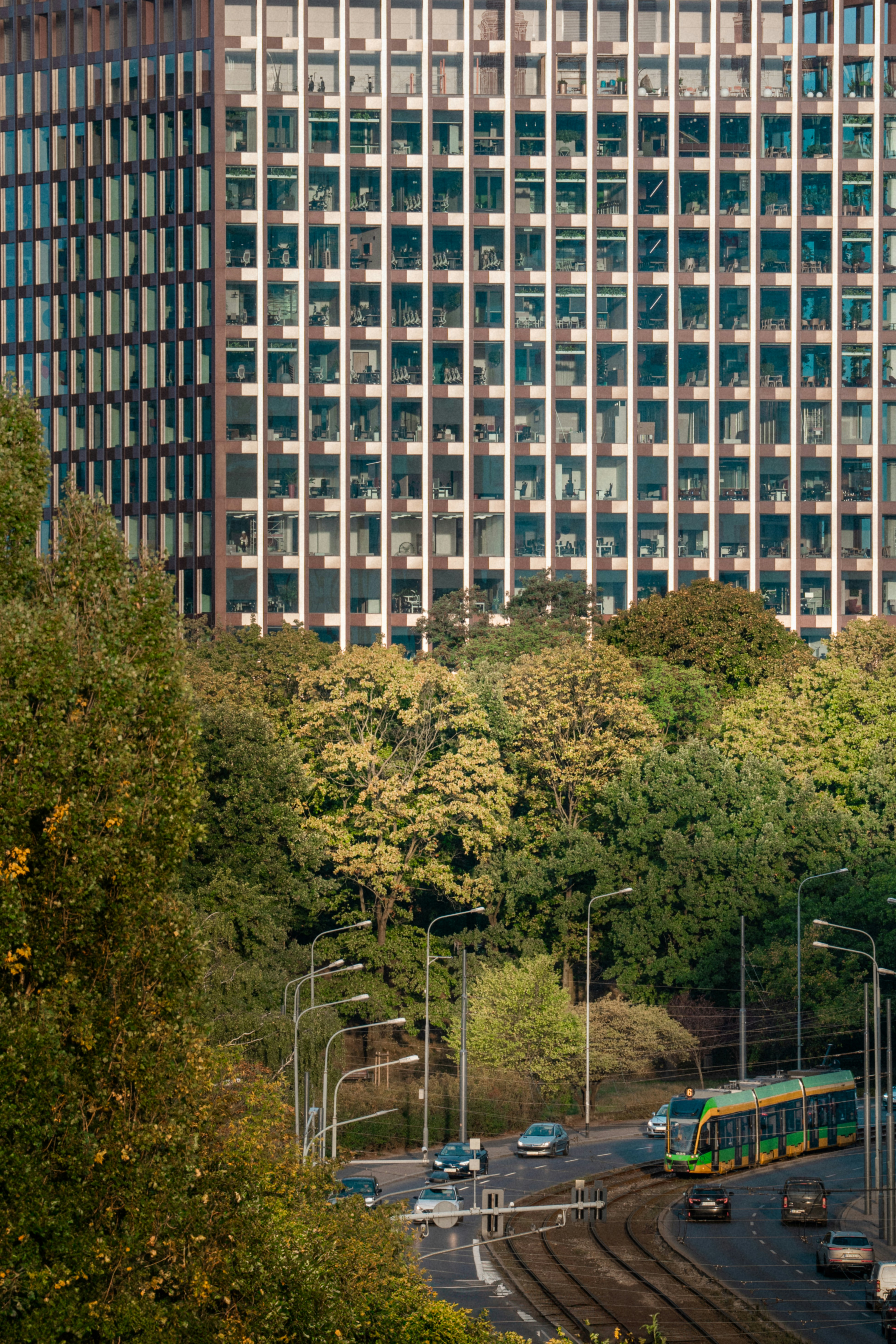 A very tall building with lots of windows