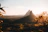 A view of a mountain in the distance