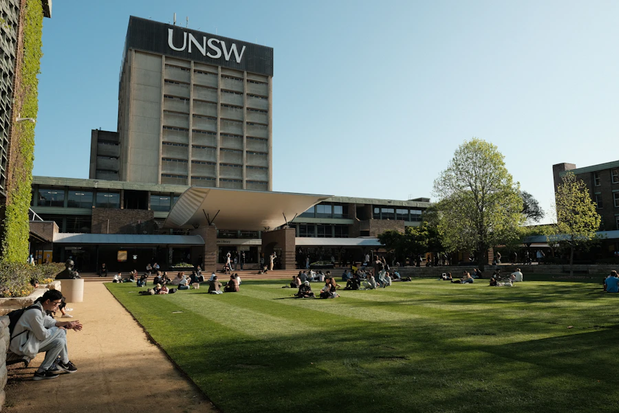 Students on the lawn at an Australian university